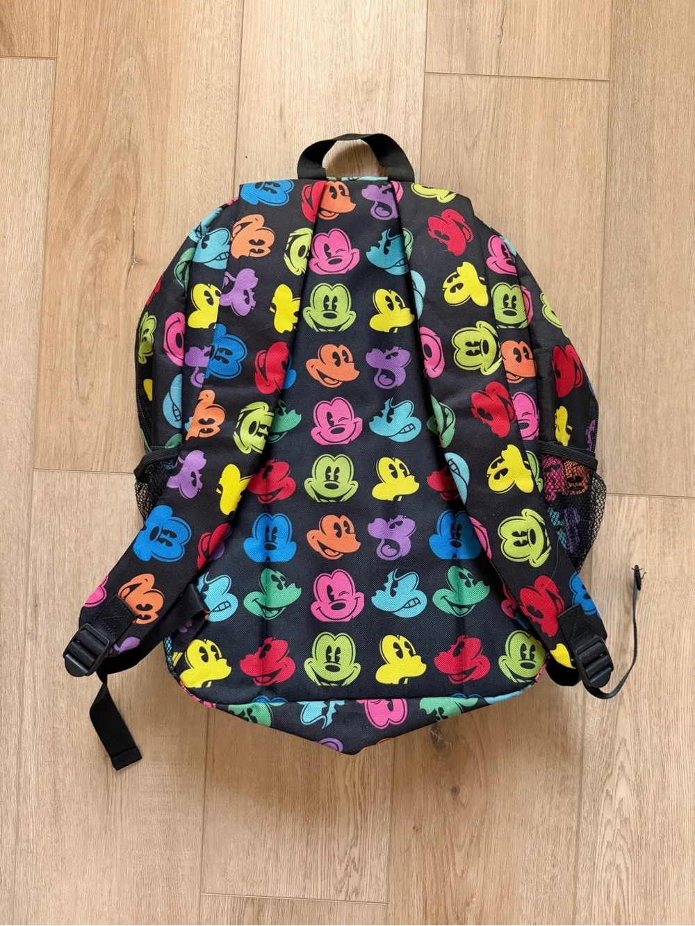 Disney Black Backpack with Multi-Color Mickey Heads